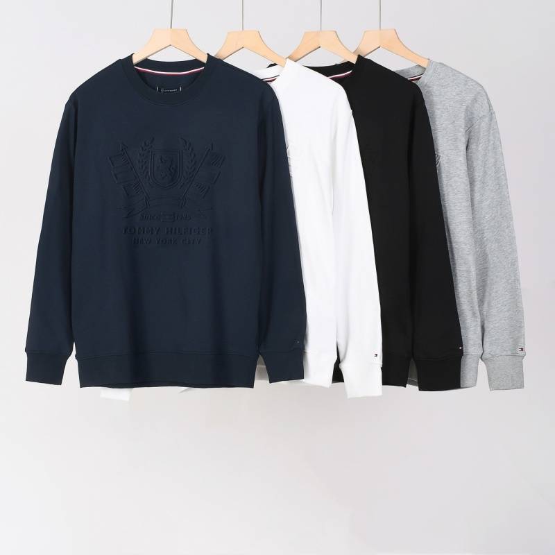 TOMMY HILFIGER トミーヒルフィガー メンズ クルーネックスウェット ロゴプリント フロントロゴ リブ仕様 ブラック ホワイト グレー - 画像 10