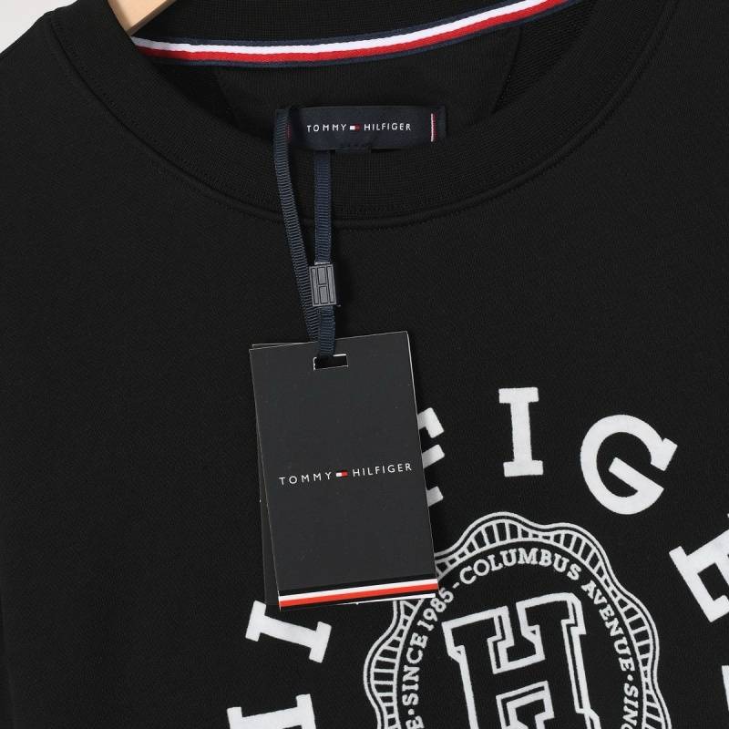 TOMMY HILFIGER メンズ スウェット トレーナー クルーネックスウェット ロゴプリント フロントロゴ リブ仕様 ブラック - 画像 5