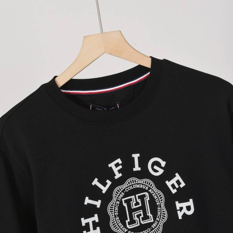 TOMMY HILFIGER メンズ スウェット トレーナー クルーネックスウェット ロゴプリント フロントロゴ リブ仕様 ブラック - 画像 6