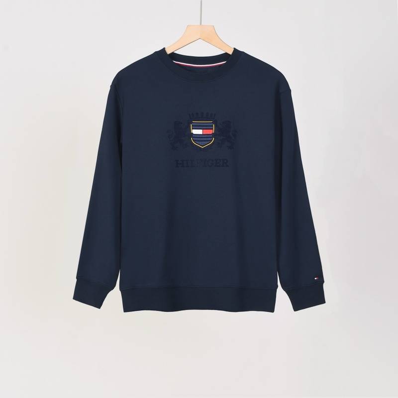 HILFIGER ヒルフィガー メンズ スウェット トレーナー クルーネックスウェット ロゴプリント フロントロゴ リブ仕様 ブラック ホワイト