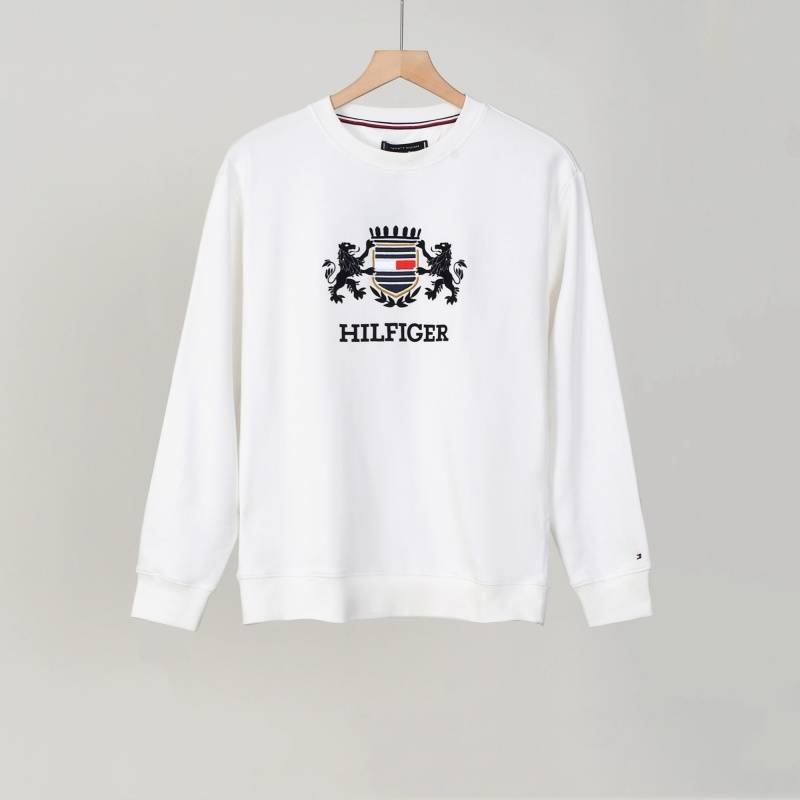 HILFIGER ヒルフィガー メンズ スウェット トレーナー クルーネックスウェット ロゴプリント フロントロゴ リブ仕様 ブラック ホワイト - 画像 8