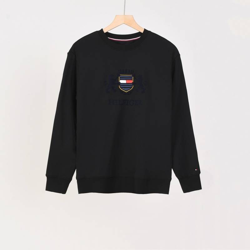 HILFIGER ヒルフィガー メンズ スウェット トレーナー クルーネックスウェット ロゴプリント フロントロゴ リブ仕様 ブラック ホワイト - 画像 9