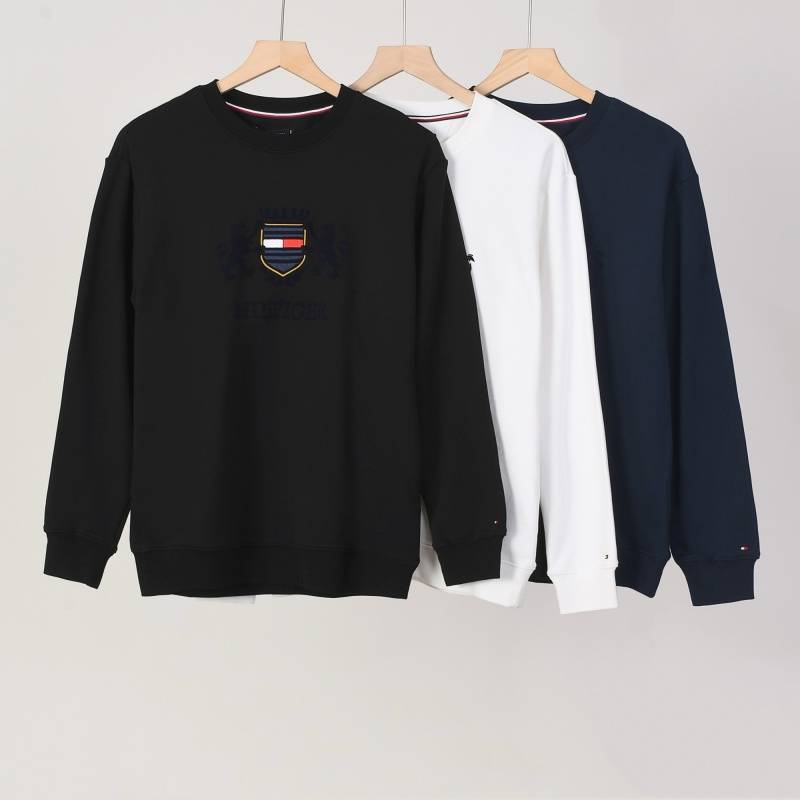 HILFIGER ヒルフィガー メンズ スウェット トレーナー クルーネックスウェット ロゴプリント フロントロゴ リブ仕様 ブラック ホワイト - 画像 10