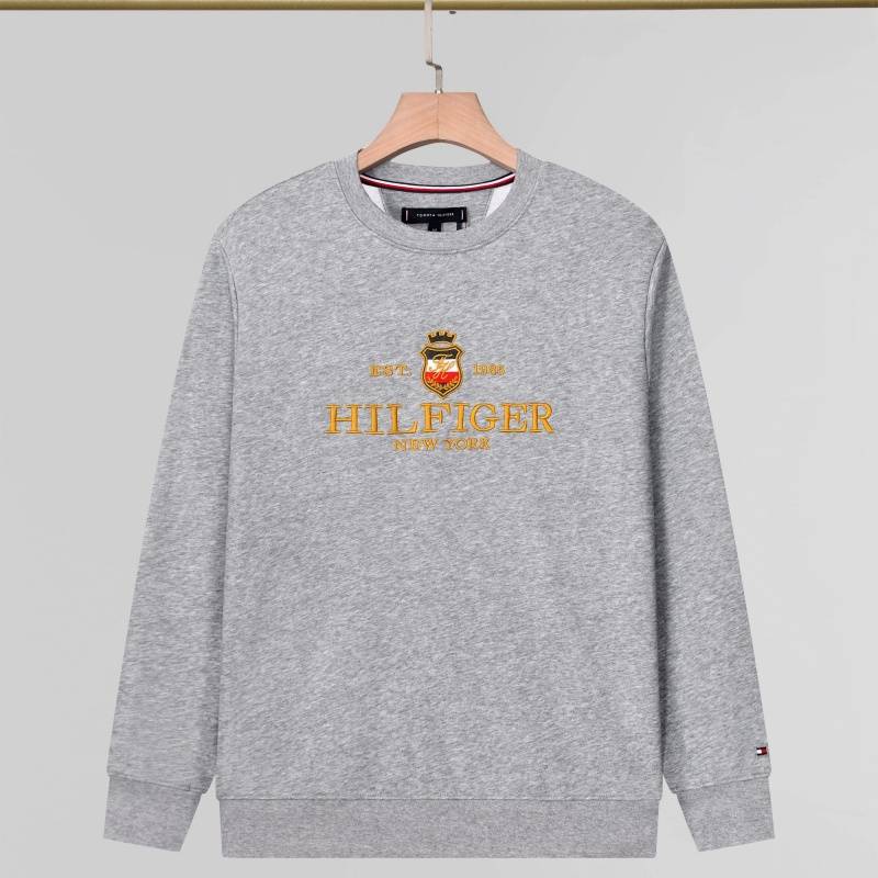 TOMMY HILFIGER トミーヒルフィガー メンズ クルーネックスウェット ロゴプリント フロントロゴ リブ仕様 オーバーサイズ ブラック グレー - 画像 8