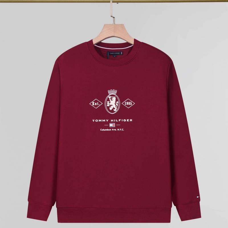 TOMMY HILFIGER トミー フィガー メンズ スウェット トレーナー クルーネックスウェット ロゴプリント フロントロゴ リブ仕様 ブラック レッド