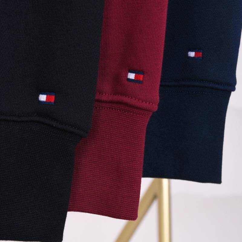 TOMMY HILFIGER トミー フィガー メンズ スウェット トレーナー クルーネックスウェット ロゴプリント フロントロゴ リブ仕様 ブラック レッド - 画像 5