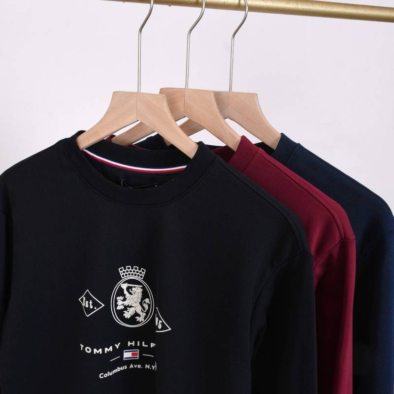 TOMMY HILFIGER トミー フィガー メンズ スウェット トレーナー クルーネックスウェット ロゴプリント フロントロゴ リブ仕様 ブラック レッド - 画像 6