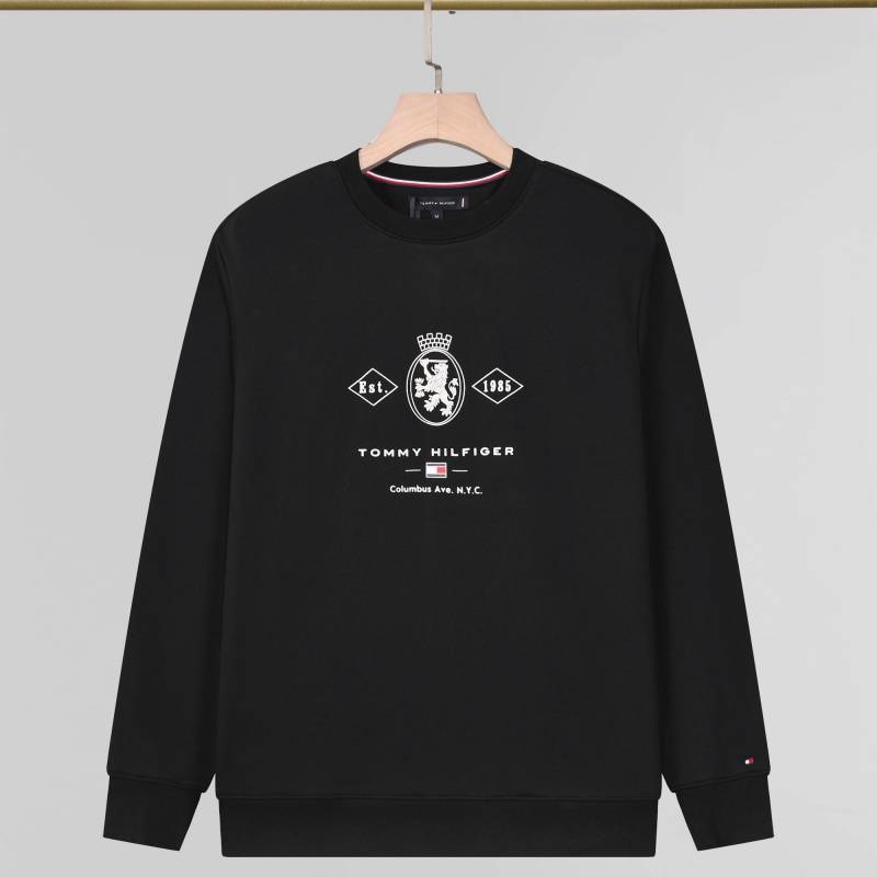 TOMMY HILFIGER トミー フィガー メンズ スウェット トレーナー クルーネックスウェット ロゴプリント フロントロゴ リブ仕様 ブラック レッド - 画像 8