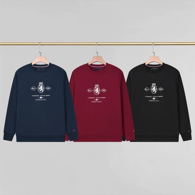 TOMMY HILFIGER トミー フィガー メンズ スウェット トレーナー クルーネックスウェット ロゴプリント フロントロゴ リブ仕様 ブラック レッド - 画像 9