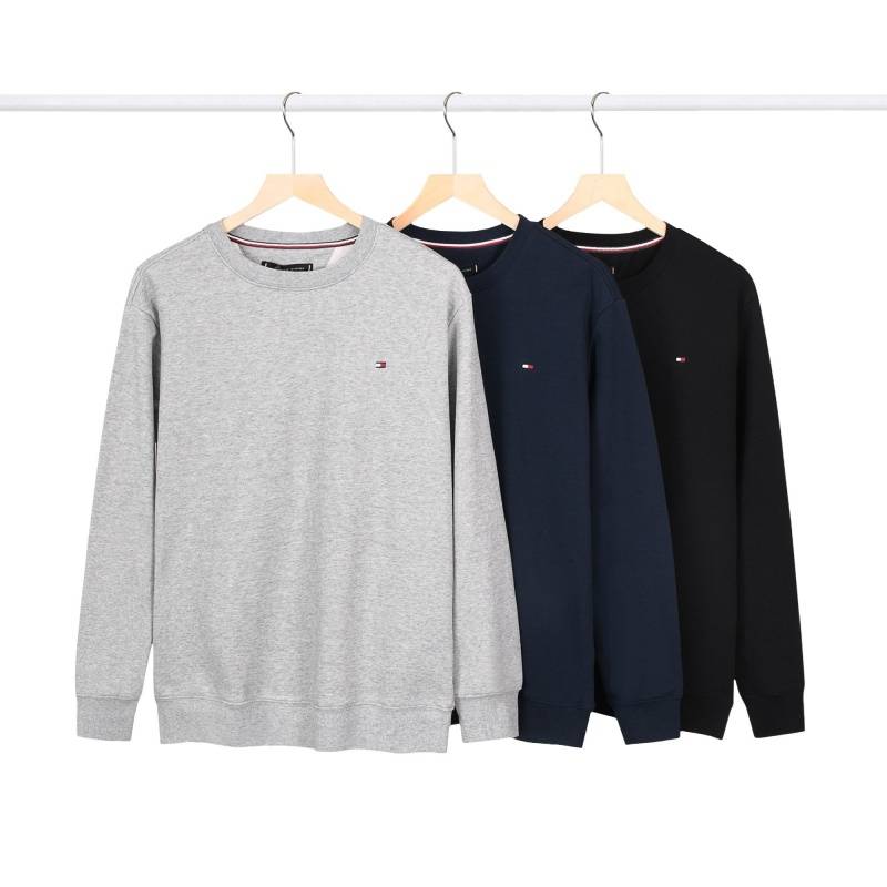 TOMMY HILFIGER トミーヒルフィガー メンズ クルーネックスウェット ロゴプリント フロントロゴ メンズ ロング丈 ヘビーウェイト グレー - 画像 9