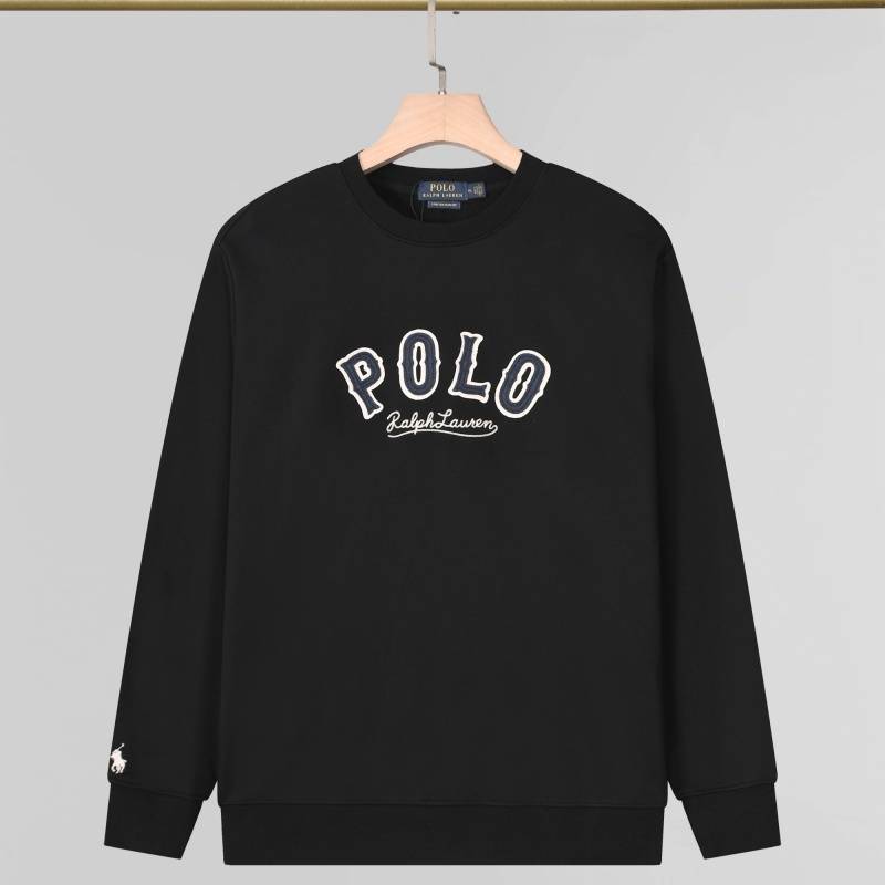 POLO RALPH LAUREN メンズ スウェット トレーナー ロゴプリント クルーネック ヘビーウェイト ブラック