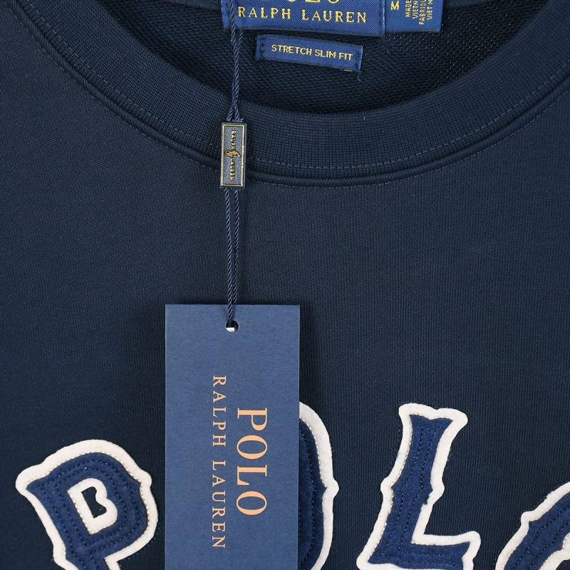 POLO RALPH LAUREN メンズ スウェット トレーナー ロゴプリント クルーネック ヘビーウェイト ブラック - 画像 3