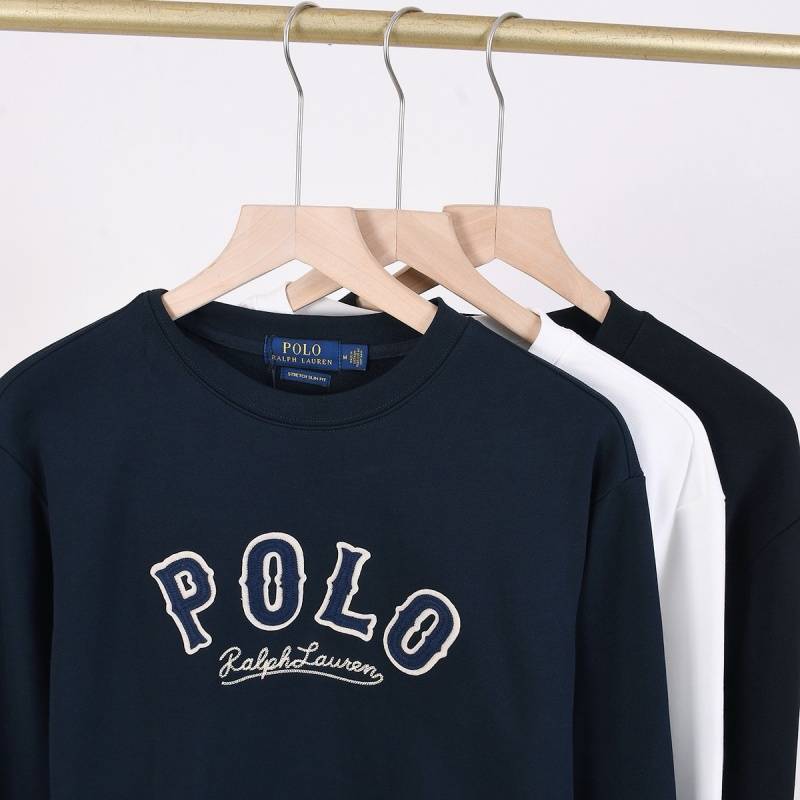 POLO RALPH LAUREN メンズ スウェット トレーナー ロゴプリント クルーネック ヘビーウェイト ブラック - 画像 9