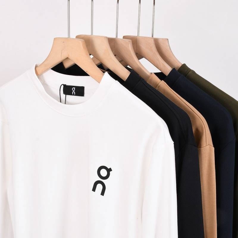 ON 100 COTTON メンズ クルーネックスウェット ロゴプリント リブ仕様 ファッショナブルな秋冬コーデ ブラック - 画像 6