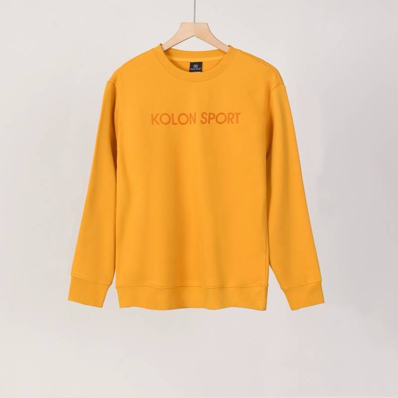 KOLON SPORT コロンスポーツ メンズ スウェット トレーナー クルーネック ロゴプリント ヘビーウェイト フロントロゴ オーバーサイズ オートミール