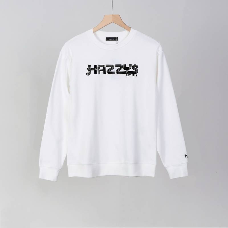 HAZZYS メンズ スウェット トレーナー クルーネックスウェット ロゴプリント フロントロゴ リブ仕様 ブラック - 画像 9