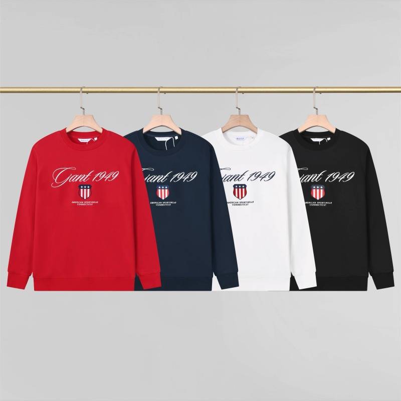 GANT メンズ クルーネックスウェット ロゴプリント フロントロゴ 袋鼠兜 リブ仕様 メンズ レッド - 画像 12