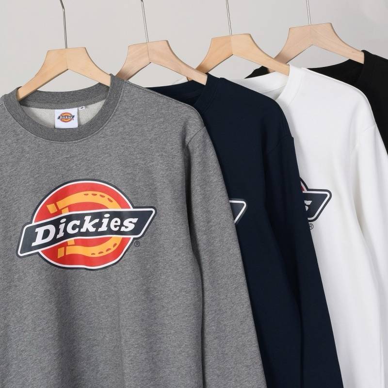 DICKIES メンズ スウェット トレーナー ロゴプリント クルーネックスウェット ヘビーウェイト ブラック グレー - 画像 9