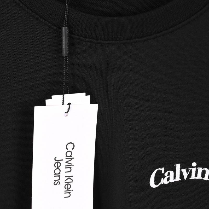 Calvin Klein メンズ クルーネックスウェット ロゴプリント フレックスフィット ホワイト - 画像 5