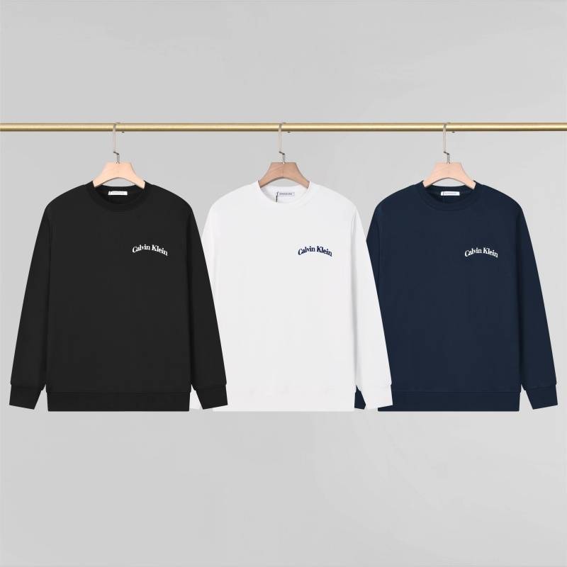 Calvin Klein メンズ クルーネックスウェット ロゴプリント フレックスフィット ホワイト - 画像 12