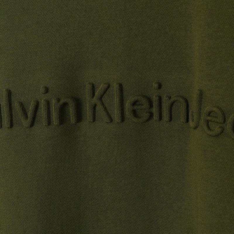 CALVIN KLEIN メンズ クルーネックスウェット ロゴプリント ロング丈 ヘビーウェイト ブラック - 画像 5