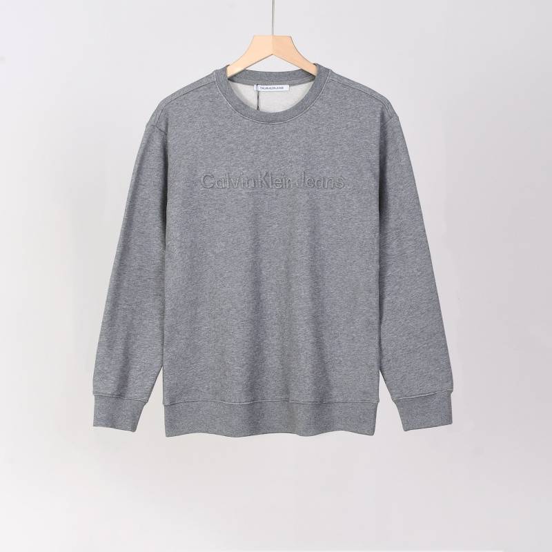 CALVIN KLEIN メンズ クルーネックスウェット ロゴプリント ロング丈 ヘビーウェイト ブラック - 画像 10