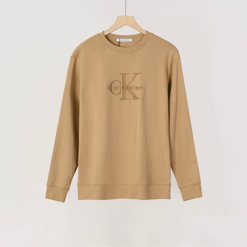 CK メンズ クルーネックスウェット ロゴプリント ヘビーウェイト ブラック
