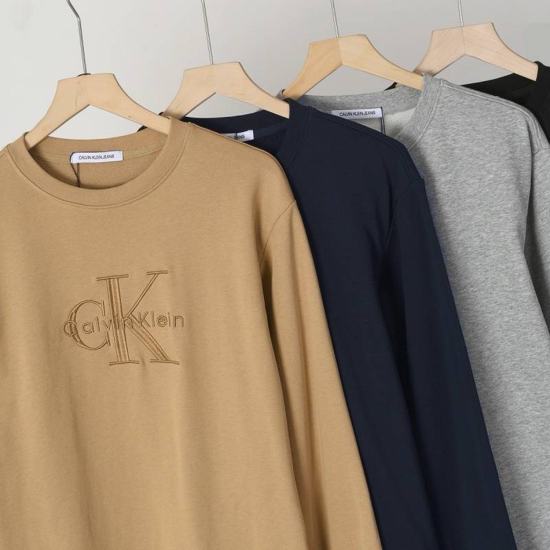 CK メンズ クルーネックスウェット ロゴプリント ヘビーウェイト ブラック - 画像 5