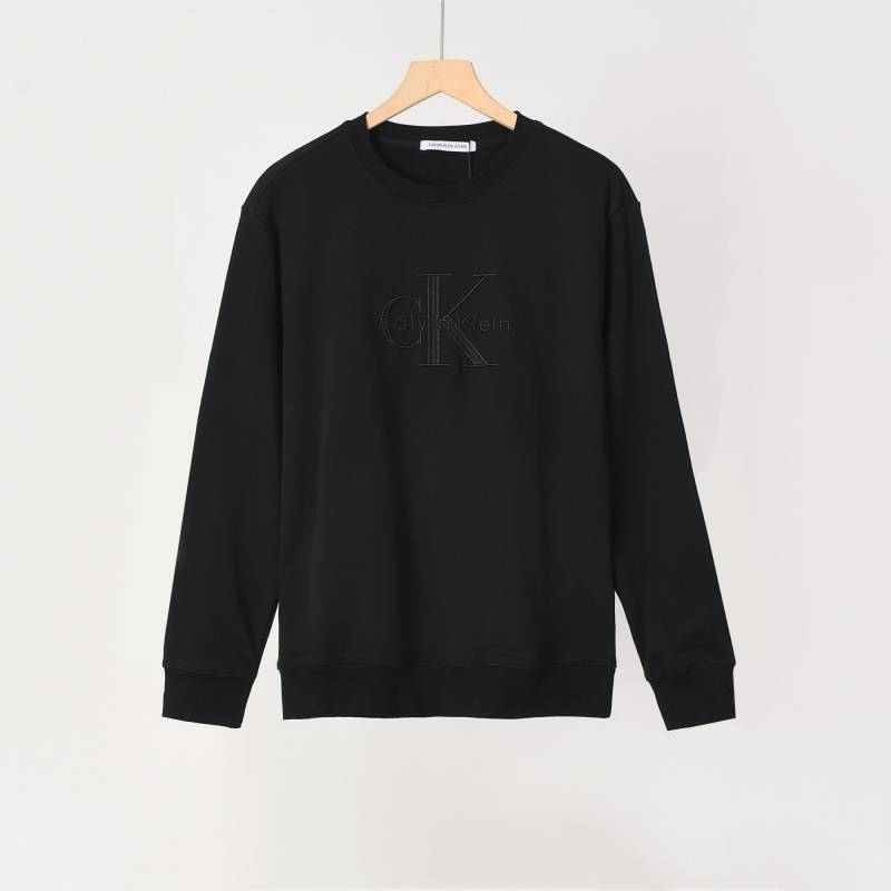 CK メンズ クルーネックスウェット ロゴプリント ヘビーウェイト ブラック - 画像 9