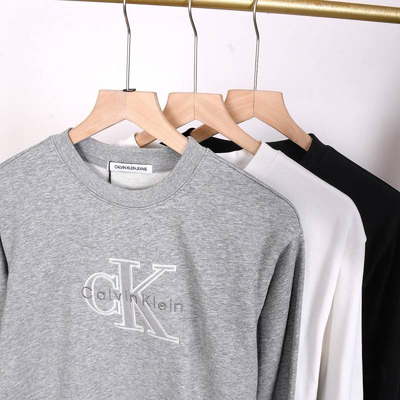 CK カルバンクライン メンズ スウェット トレーナー クルーネックスウェット ロゴプリント フロントロゴ リブ仕様 ブラック グレー ホワイト - 画像 8