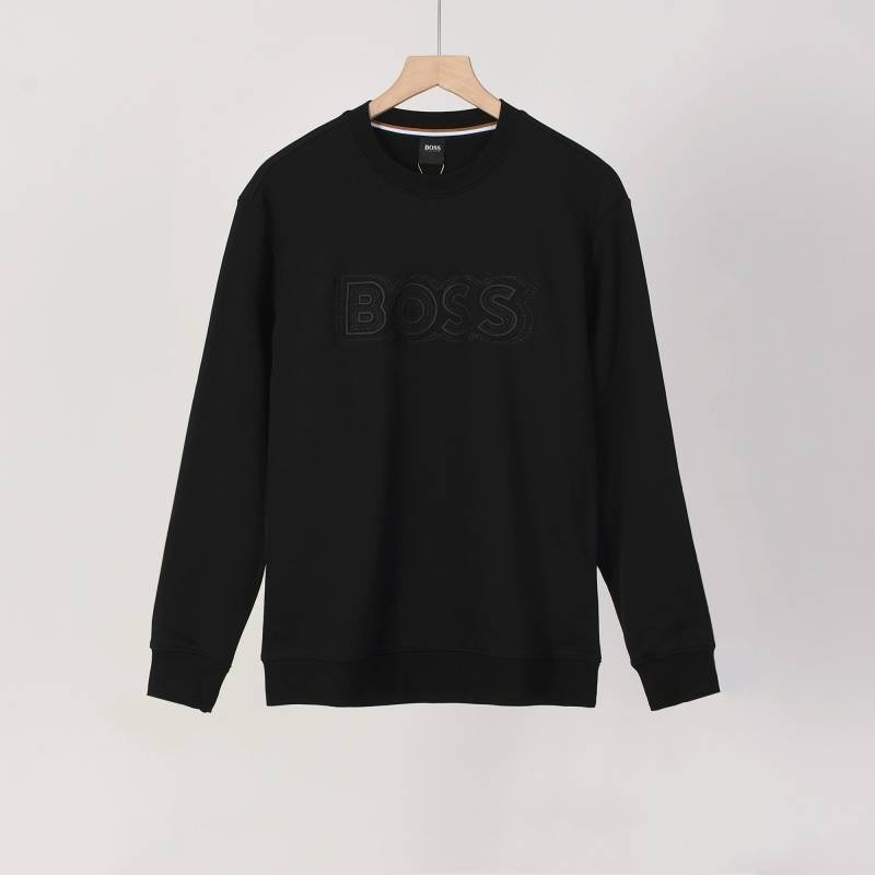 BOSS ボス メンズ スウェット トレーナー クルーネックスウェット ロゴプリント ヘビーウェイト オーバーサイズ ブラック