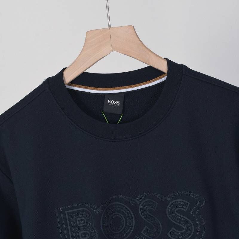 BOSS ボス メンズ スウェット トレーナー クルーネックスウェット ロゴプリント ヘビーウェイト オーバーサイズ ブラック - 画像 5