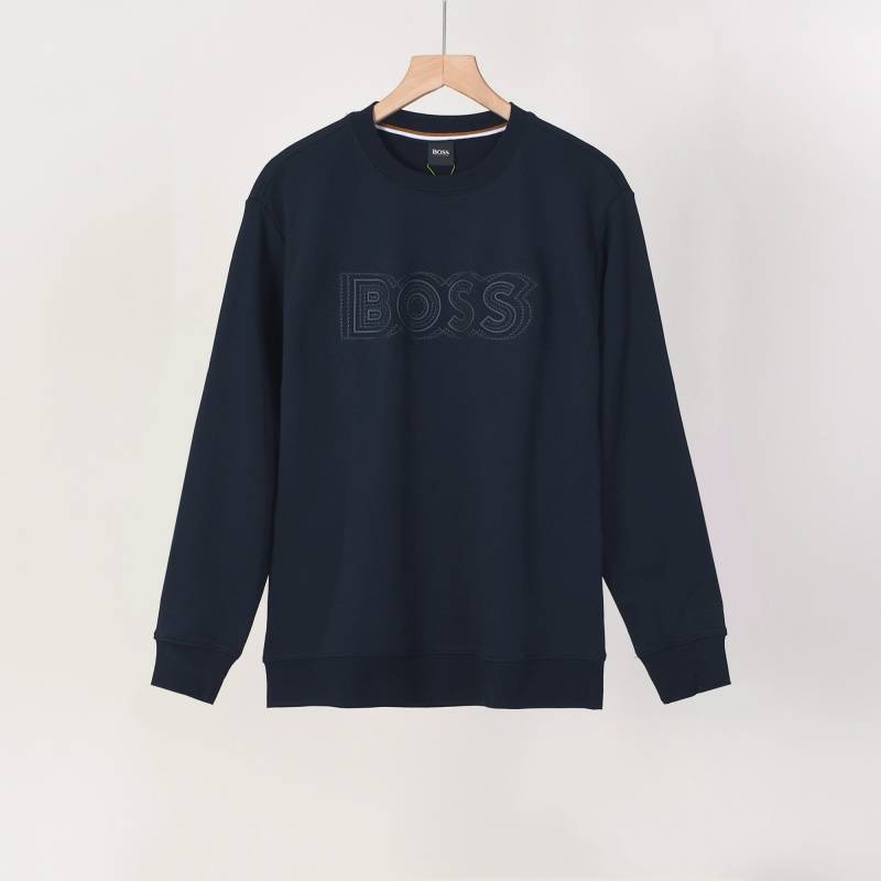 BOSS ボス メンズ スウェット トレーナー クルーネックスウェット ロゴプリント ヘビーウェイト オーバーサイズ ブラック - 画像 8