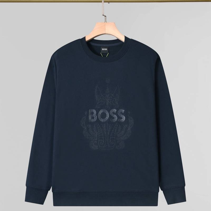 BOSS メンズ スウェット トレーナー クルーネックスウェット ロゴプリント リブ仕様 フードなし メンズ レッド - 画像 8