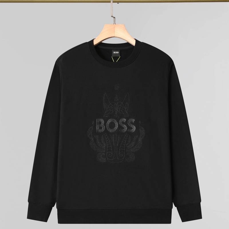 BOSS メンズ スウェット トレーナー クルーネックスウェット ロゴプリント リブ仕様 フードなし メンズ レッド - 画像 9
