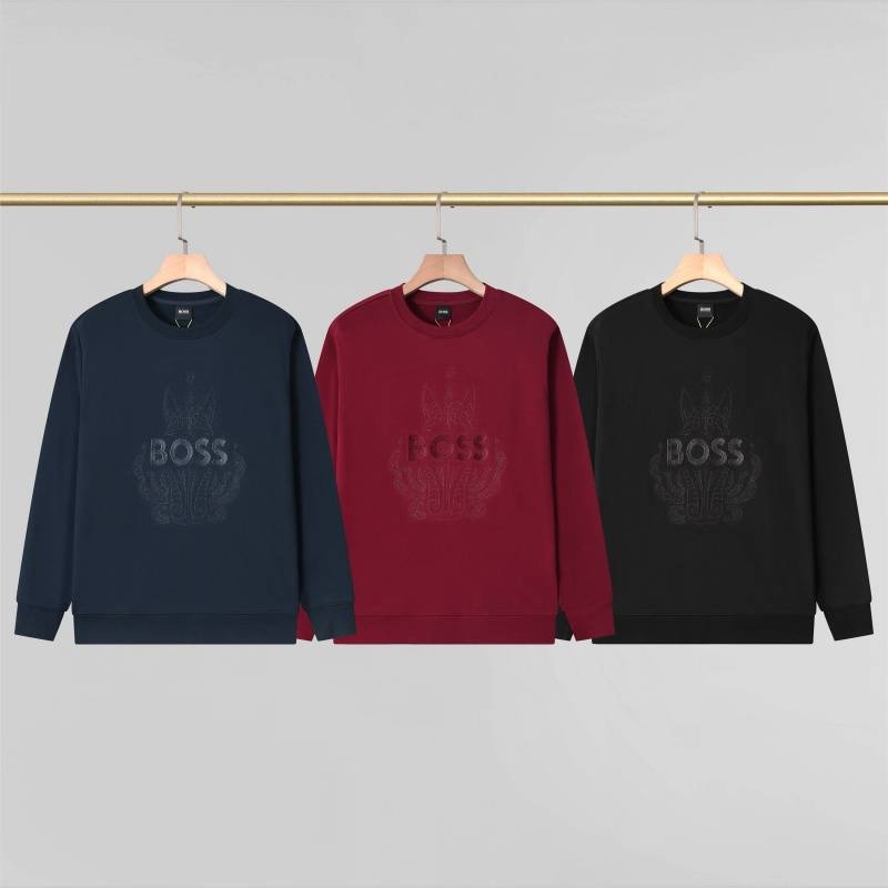 BOSS メンズ スウェット トレーナー クルーネックスウェット ロゴプリント リブ仕様 フードなし メンズ レッド - 画像 10