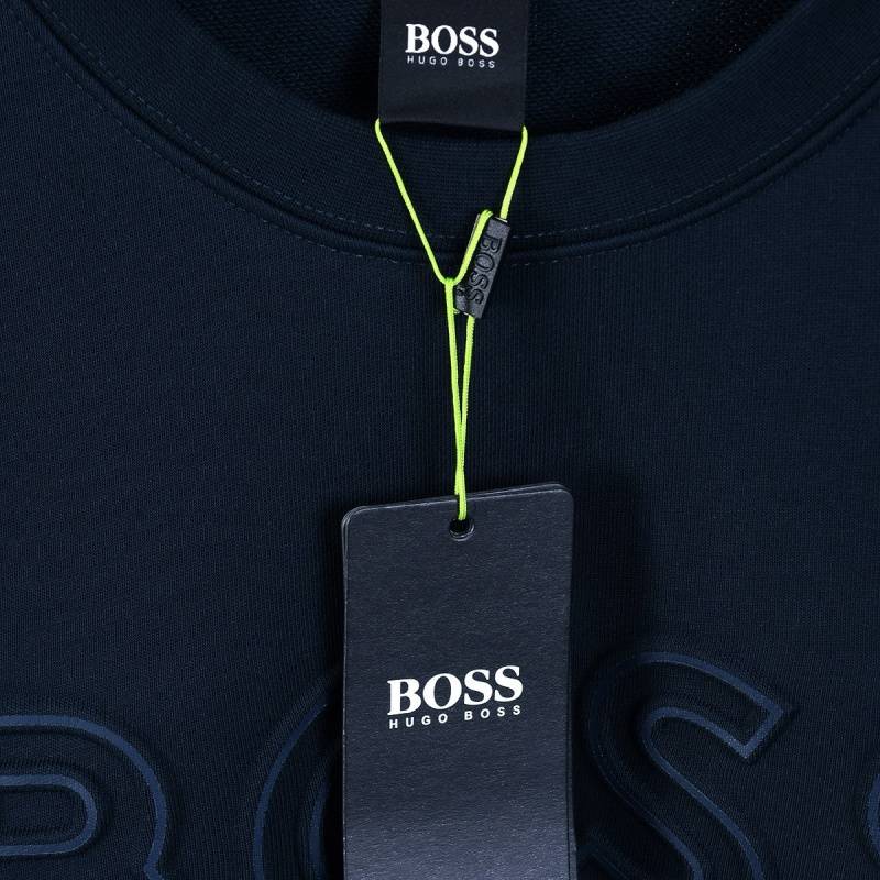 BOSS メンズ スウェット トレーナー クルーネックスウェット ロゴプリント フレキシブルロゴ ヘビーウェイト ブラック ネイビー オートミール - 画像 4