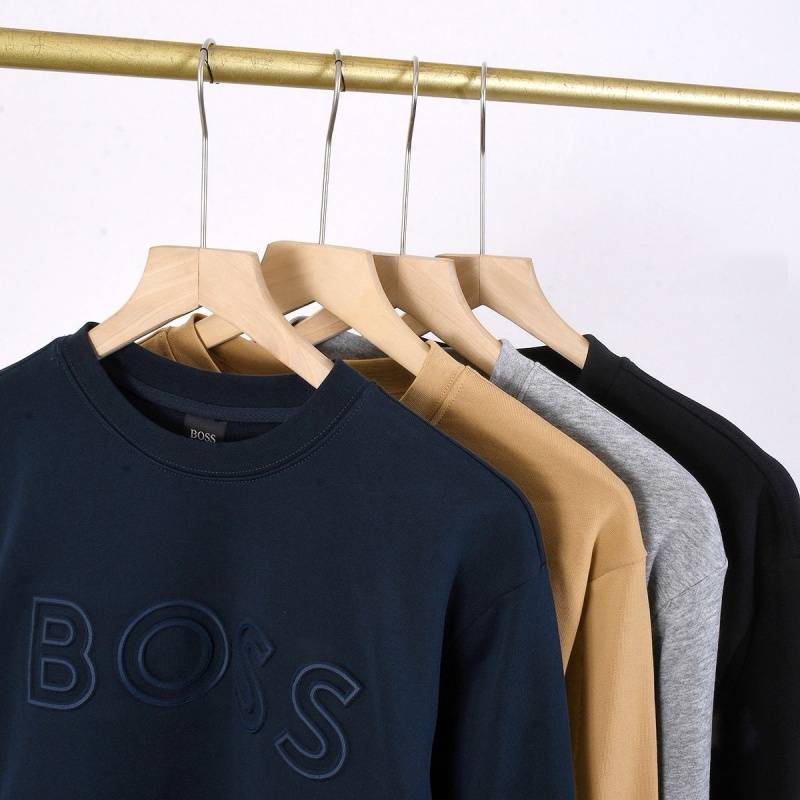 BOSS メンズ スウェット トレーナー クルーネックスウェット ロゴプリント フレキシブルロゴ ヘビーウェイト ブラック ネイビー オートミール - 画像 8