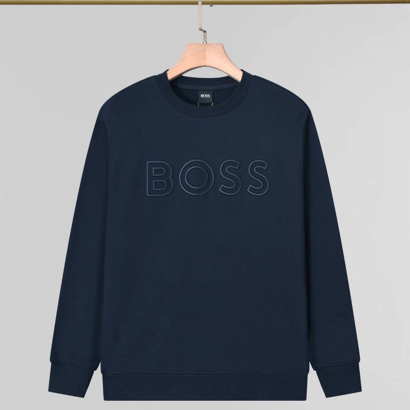 BOSS メンズ スウェット トレーナー クルーネックスウェット ロゴプリント フレキシブルロゴ ヘビーウェイト ブラック ネイビー オートミール - 画像 9