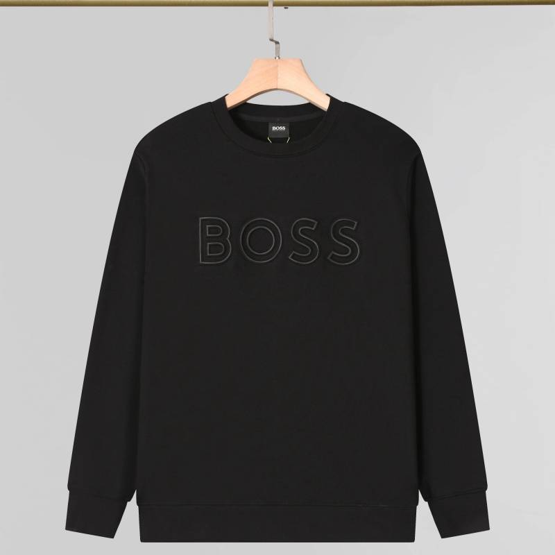 BOSS メンズ スウェット トレーナー クルーネックスウェット ロゴプリント フレキシブルロゴ ヘビーウェイト ブラック ネイビー オートミール - 画像 11