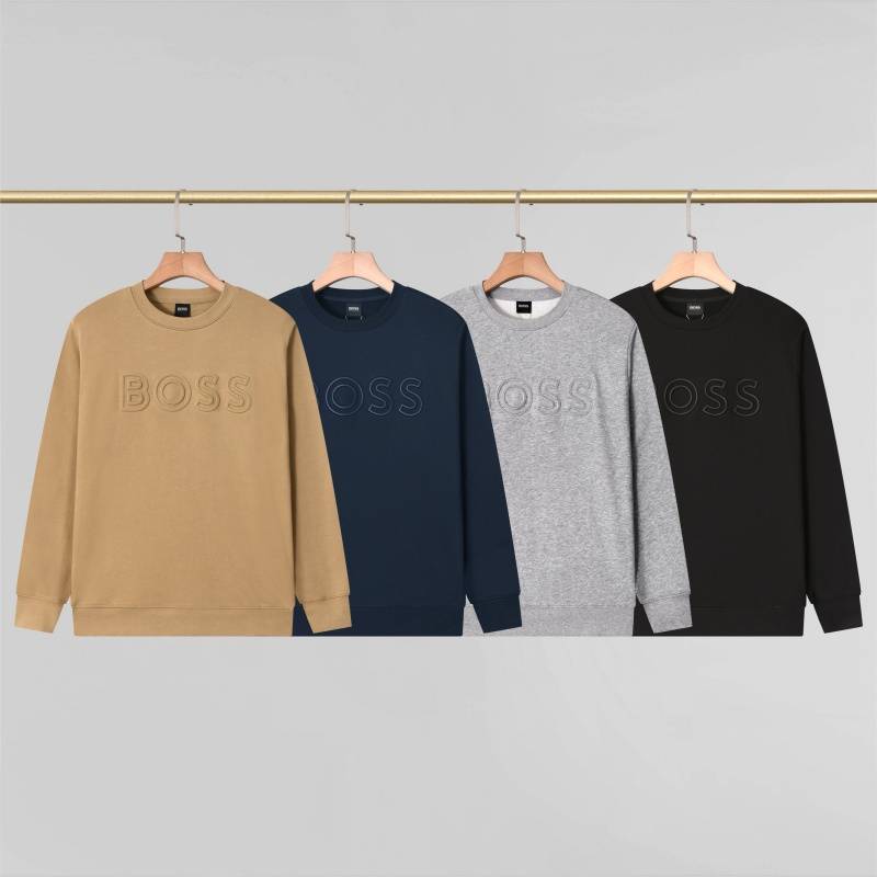BOSS メンズ スウェット トレーナー クルーネックスウェット ロゴプリント フレキシブルロゴ ヘビーウェイト ブラック ネイビー オートミール - 画像 12