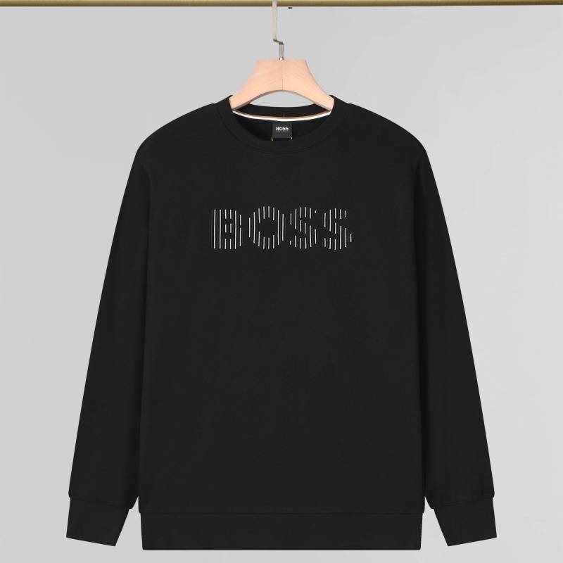 BOSS メンズ クルーネックスウェット ロゴプリント フロントロゴ リブ仕様 ヘビーウェイト ブラック ホワイト ネイビー - 画像 10