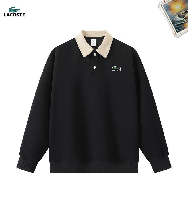 LACOSTE ラコステ メンズ スウェット トレーナー オーバーサイズ ロゴプリント フロントロゴ リブ仕様 ブラック ホワイト