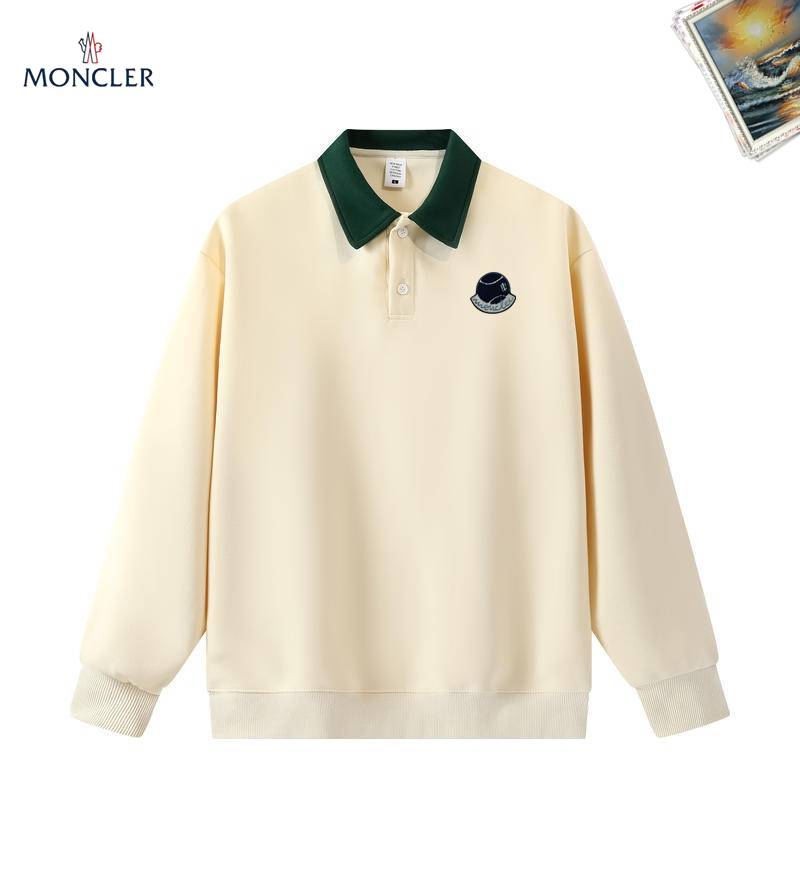 MONCLER モンクレール メンズ スウェット トレーナー クルーネックスウェット ロゴプリント オーバーサイズ フリース素材 オートミール