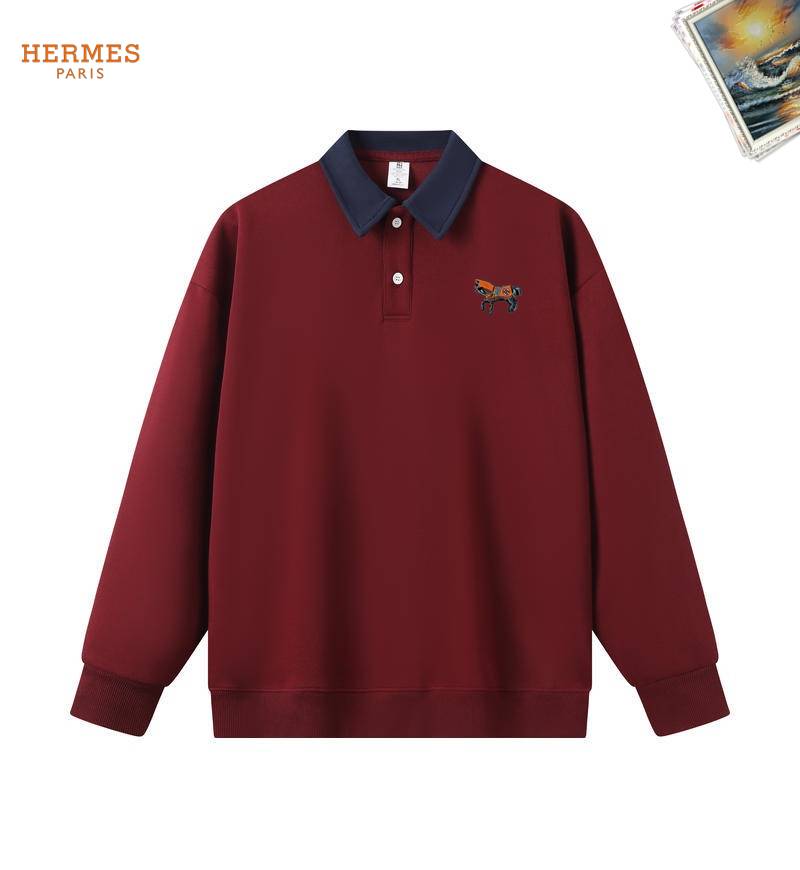 HERMES ヘルメス メンズ スウェット トレーナー クルーネックスウェット 胸ロゴ ロゴプリント オーバーサイズ メンズ オートミール
