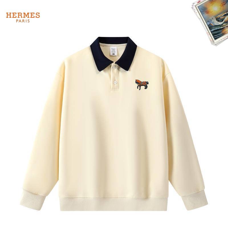 HERMES ヘルメス メンズ スウェット トレーナー クルーネックスウェット 胸ロゴ ロゴプリント オーバーサイズ メンズ オートミール - 画像 8