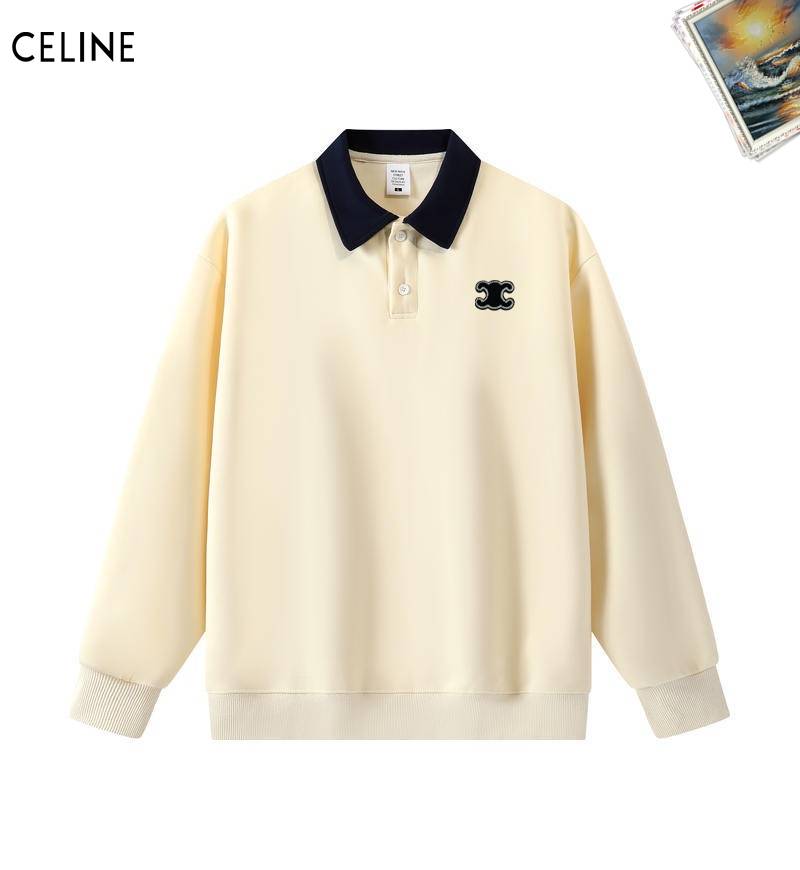 CELINE セリーヌ メンズ クルーネックスウェット ロゴ刺繍 フロントロゴ ロングスリーブ オーバーサイズ ホワイト - 画像 9