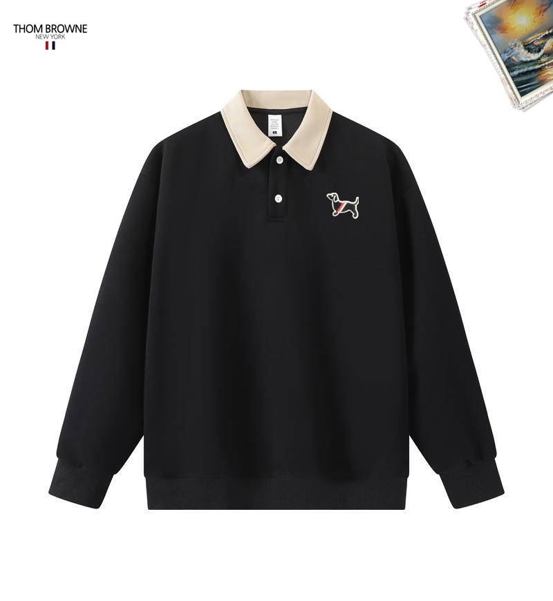 THOM BROWNE オーバーサイズ ロゴ刺繍 クルーネックスウェット メンズ ブラック ネイビー ホワイト - 画像 8