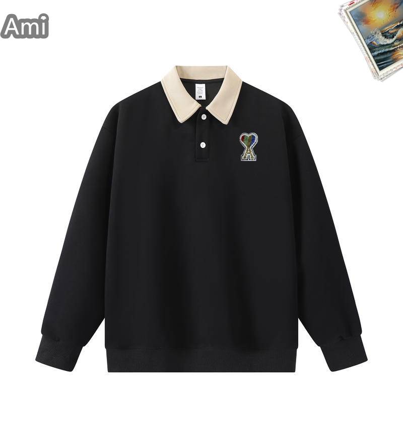 AMI PARIS アミパリス メンズ スウェット トレーナー オーバーサイズ ロゴ刺繍 フロントロゴ クルーネックスウェット オートミール ブラック - 画像 8