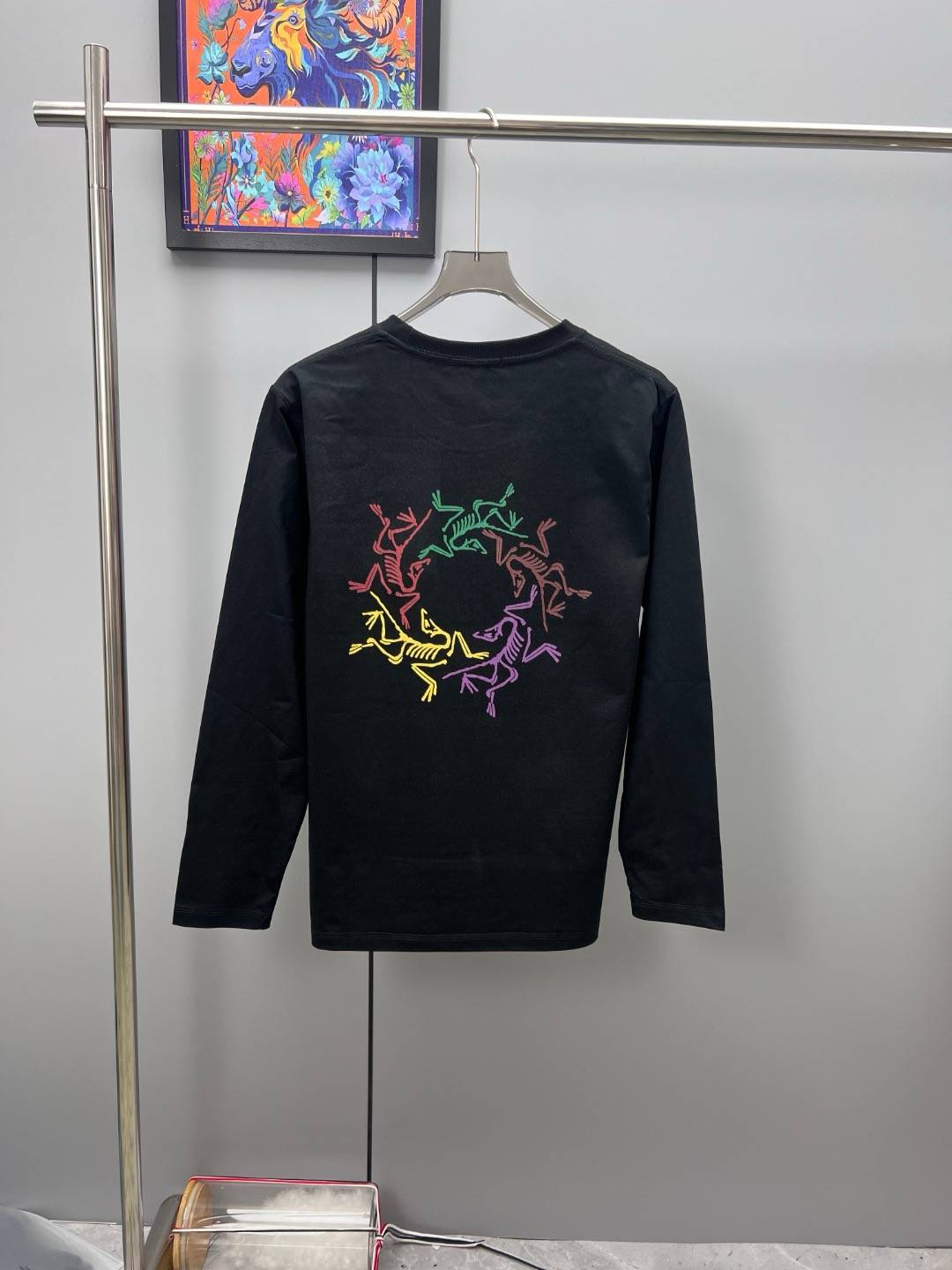 アーステクノロジー メンズ スウェット トレーナー クルーネックスウェット ロゴプリント フロントロゴ リブ仕様 ブラック グレー - 画像 2